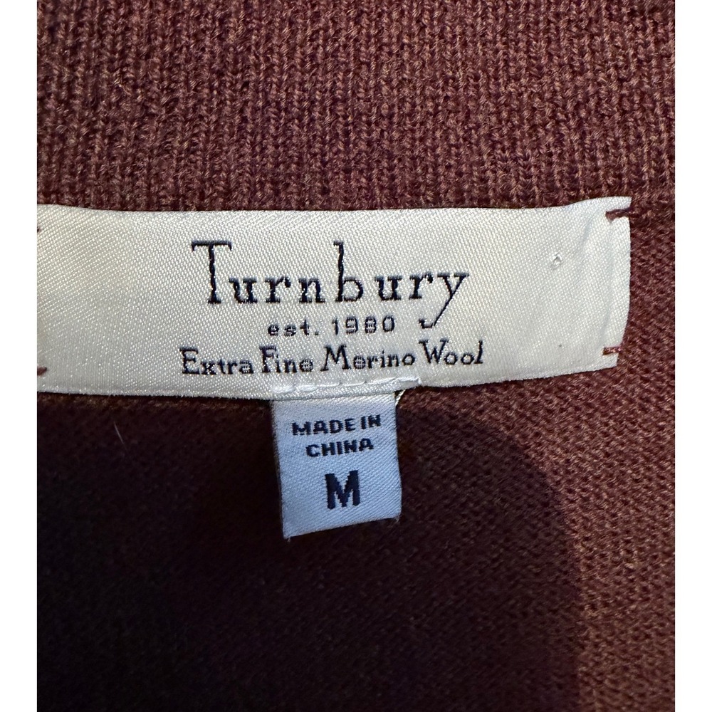 Turnbury Mens Extra Fine Merino Wool V-Neck Sweater Brown Heather Size M - Picture 2 of 5